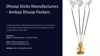 Dhoop Sticks Manufacturers, Best Dhoop Sticks Manufacturers