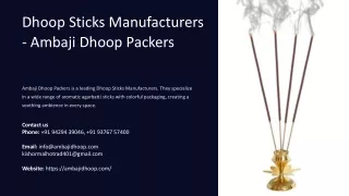 dhoop sticks manufacturers ambaji dhoop packers