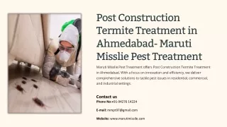 Post Construction Termite Treatment in Ahmedabad, Best Post Construction Termite
