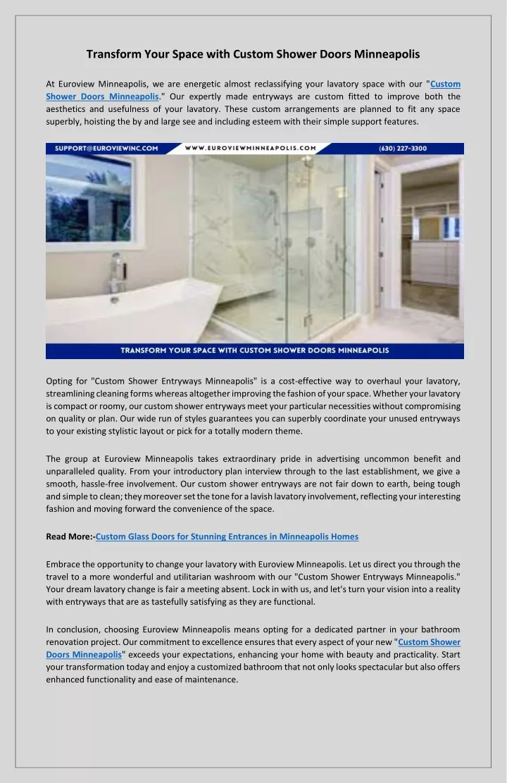 transform your space with custom shower doors