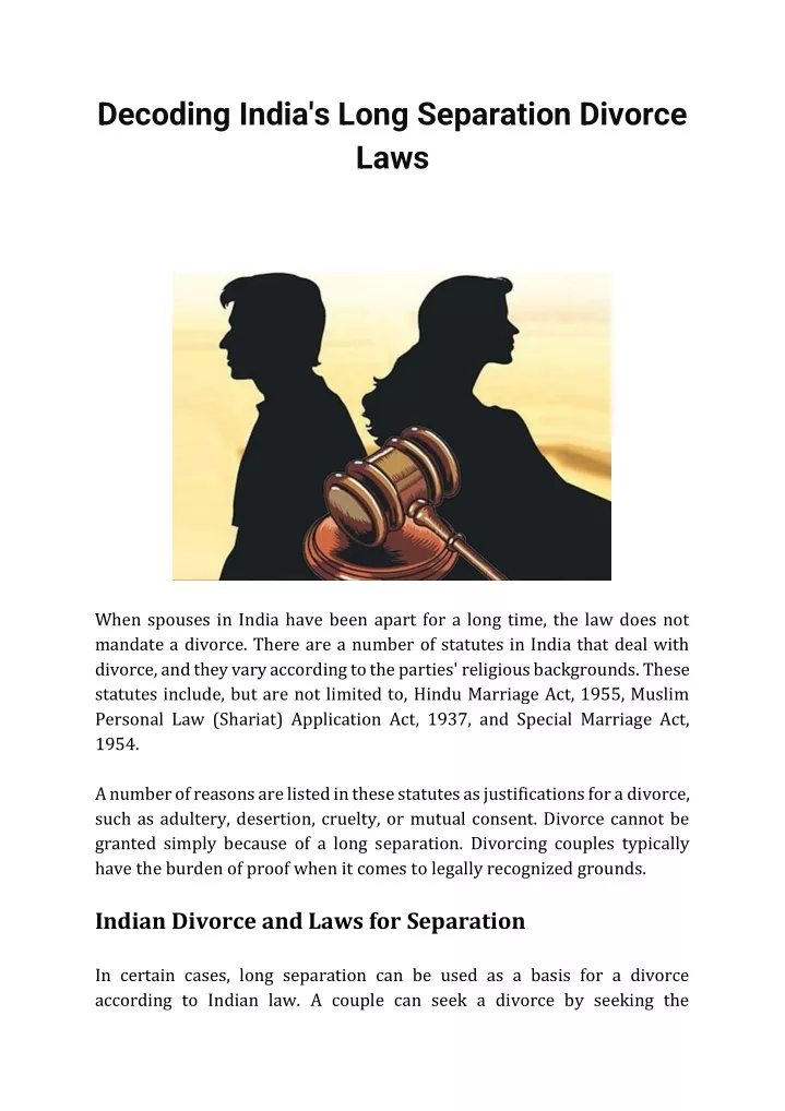 Ppt Decoding Indias Long Separation Divorce Laws Powerpoint