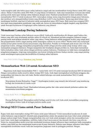 Cetak Biru untuk SEO Web 2.0 yang Sukses di Indonesia