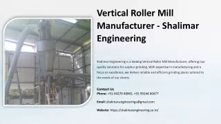 Vertical Roller Mill Manufacturer, Best Vertical Roller Mill Manufacturer