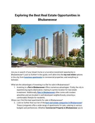 Exploring the Best Real Estate Opportunities in Bhubaneswar