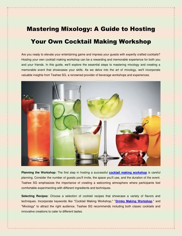 mastering mixology a guide to hosting