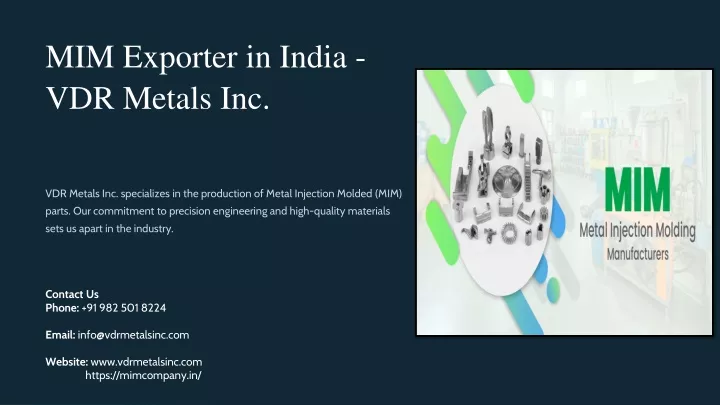 mim exporter in india vdr metals inc