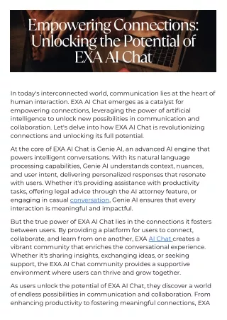 Empowering Connections: Unlocking the Potential of EXA AI Chat