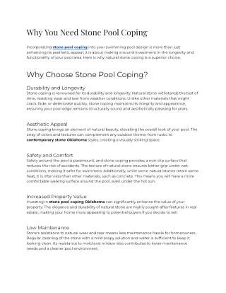 Why You Need Stone Pool Coping