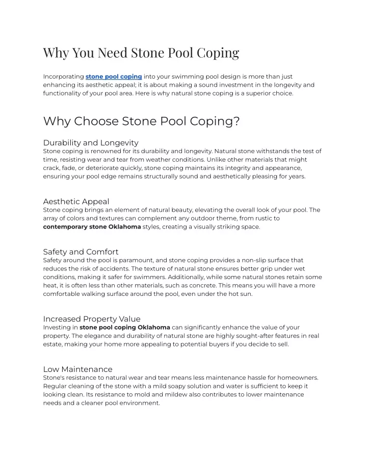 why you need stone pool coping