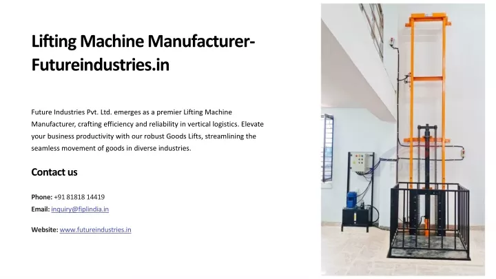 lifting machine manufacturer futureindustries in