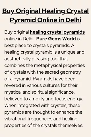 Where to Buy Original Healing Crystal Pyramid Online in Delhi?