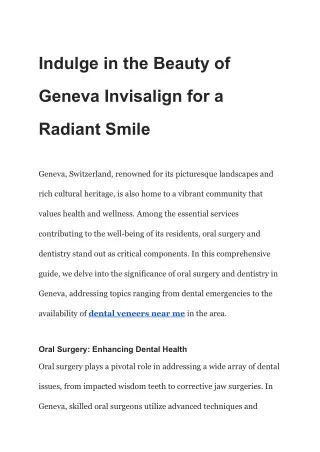 Transform Your Smile with Geneva Invisalign: Where Beauty Meets Technology