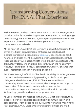 Transforming Conversations: The EXA AI Chat Experience