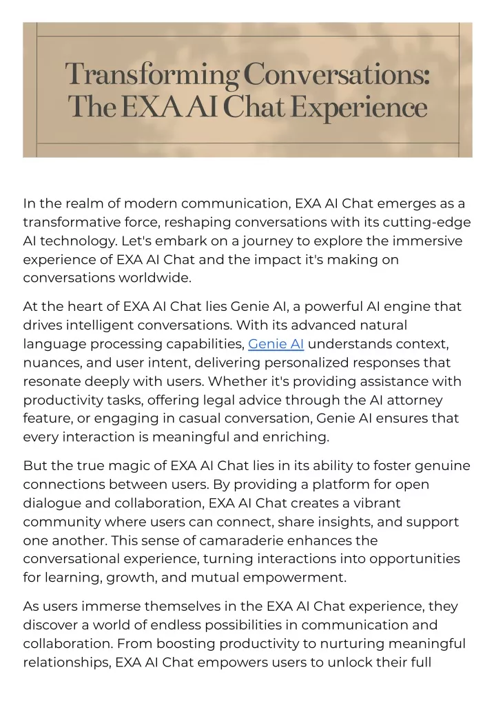 transforming conversations the exa ai chat