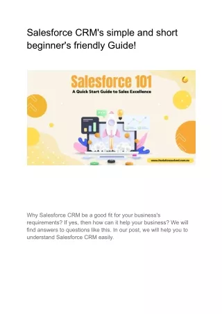 Salesforce CRM's simple and short beginner's friendly Guide!
