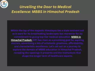 Unveiling the Door to Medical Excellence: MBBS in Himachal Pradesh