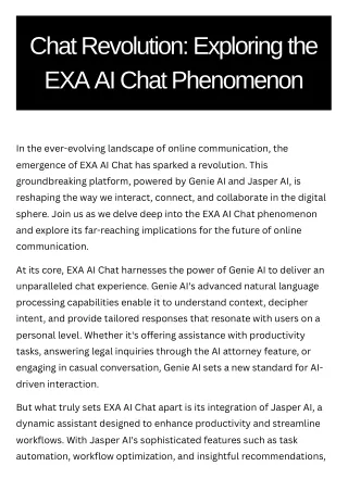 Chat Revolution: Exploring the EXA AI Chat Phenomenon