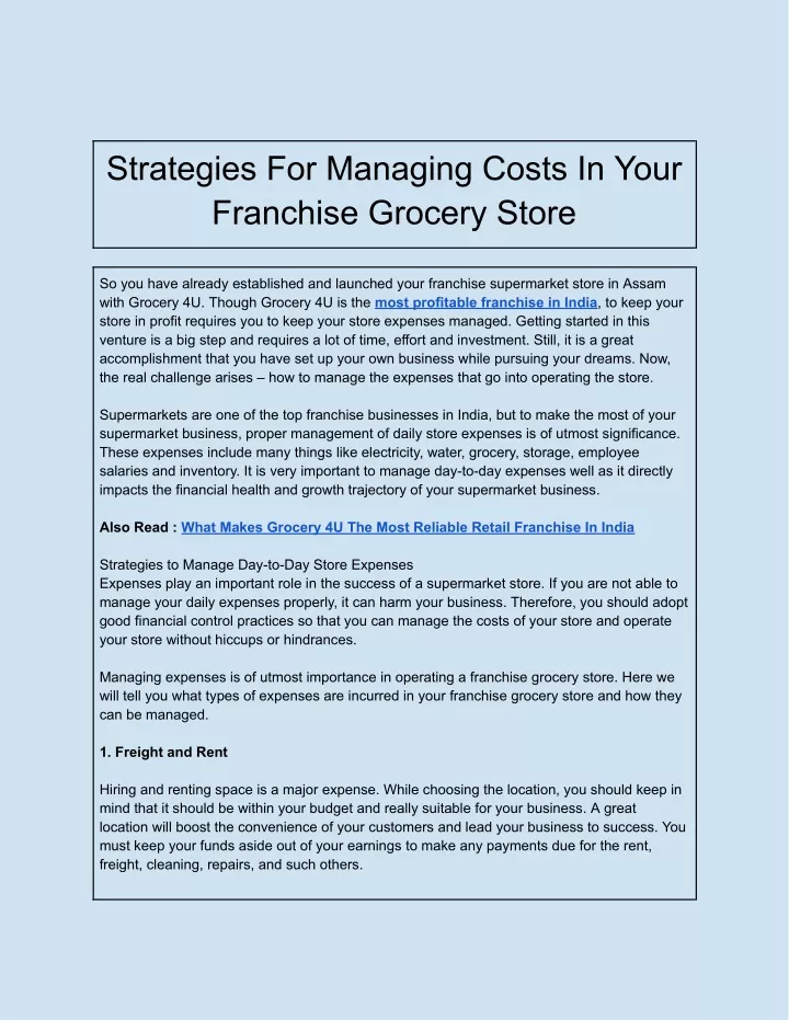strategies for managing costs in your franchise