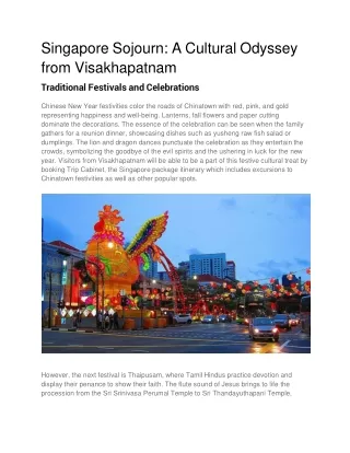 Singapore Sojourn_ A Cultural Odyssey from Visakhapatnam