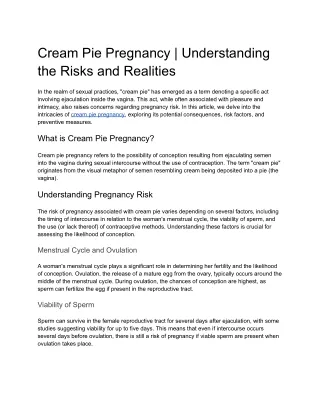 Cream Pie Pregnancy _ Understanding the Risks and Realities