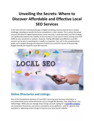 Unveiling the Secrets: Where to Discover Affordable and Effective Local SEO Serv