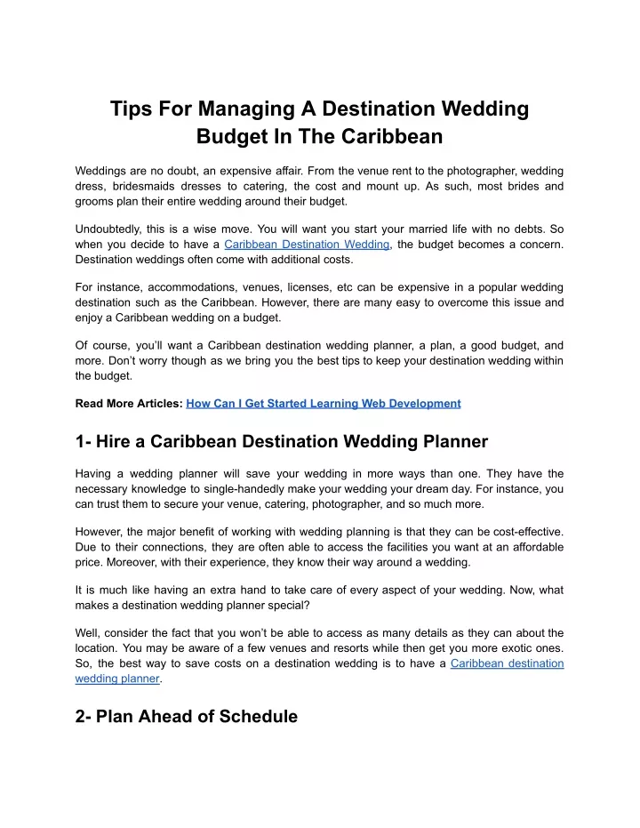 tips for managing a destination wedding budget