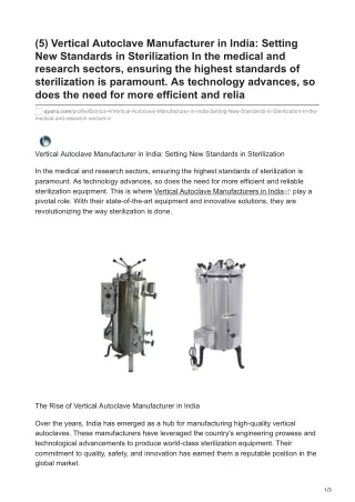Vertical Autoclave Manufacturer in India Setting New Standards in Sterilization In the medical