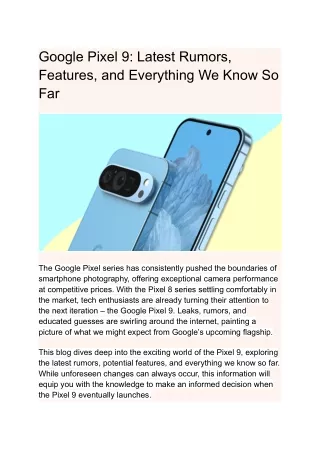 Google Pixel 9_ Latest Rumors, Features, and Everything We Know So Far
