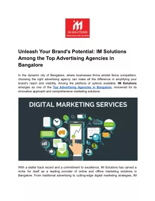 Unleash Your Brand's Potential_ IM Solutions Among the Top Advertising Agencies in Bangalore (1)