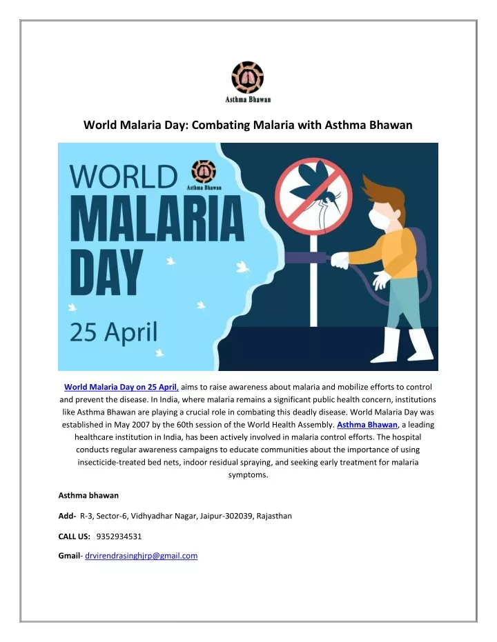 world malaria day combating malaria with asthma