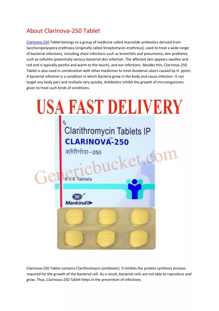 about clarinova 250 tablet
