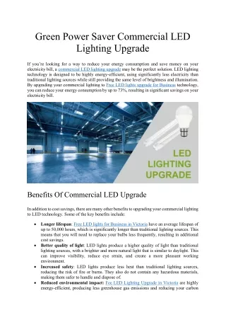 Green Power Saver Commercial LED Lighting Upgrade