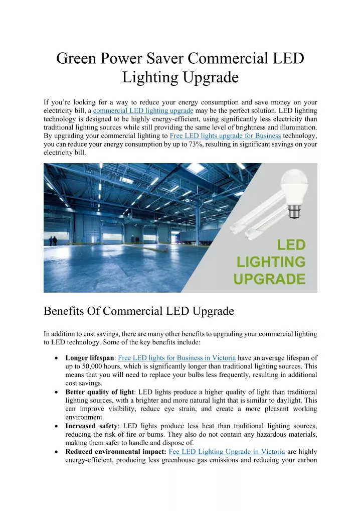 green power saver commercial led lighting upgrade