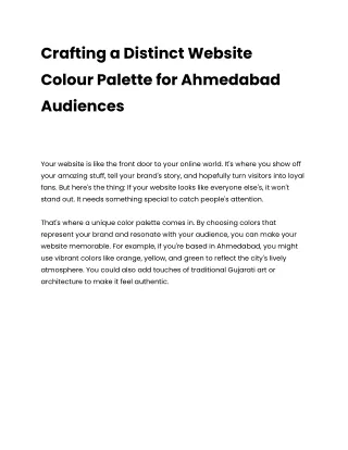 Designing a Website Colour Palette for Ahmedabad Audiences.