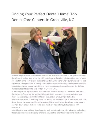 Finding Your Perfect Dental Home Top Dental Care Centers In Greenville, NC