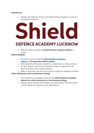 Where Can You Find the Shield Defence Academy Address?