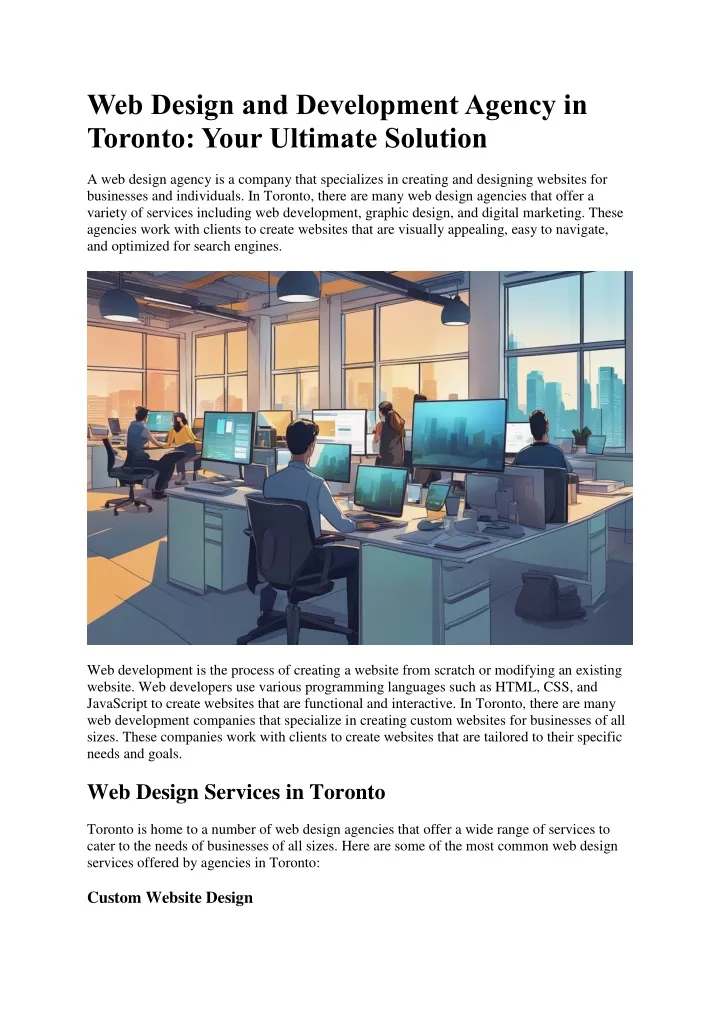 web design and development agency in toronto your
