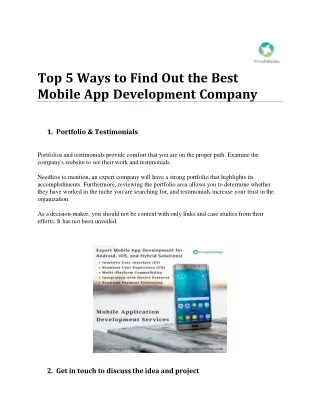 Top 5 Ways to Find Out the Best Mobile App Development Company