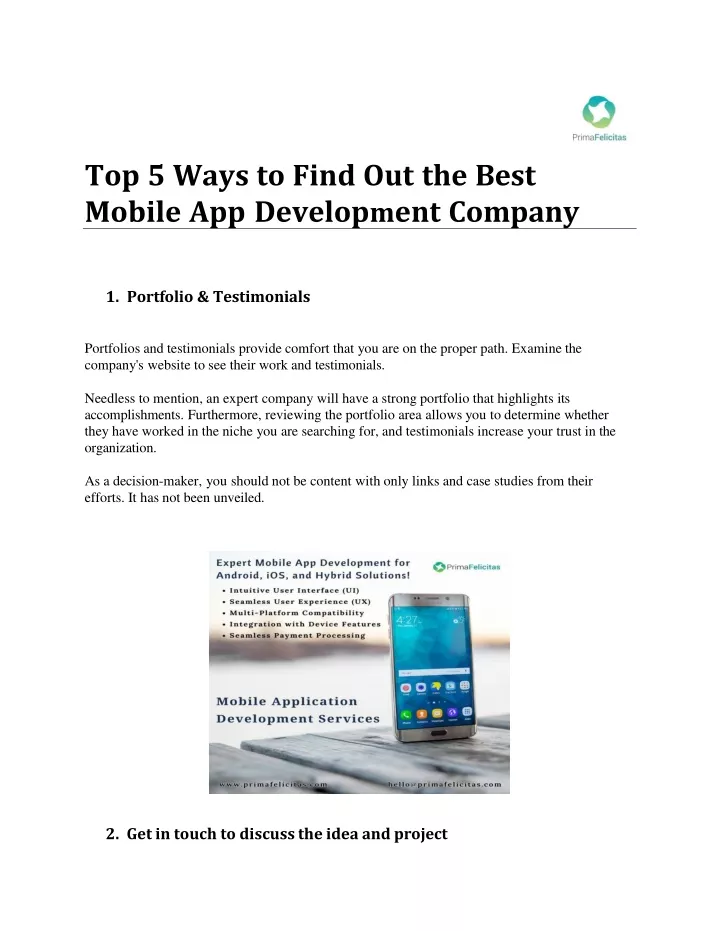 top 5 ways to find out the best mobile app develop m ent company