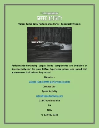 Vargas Turbo Bmw Performance Parts  Speedactivity