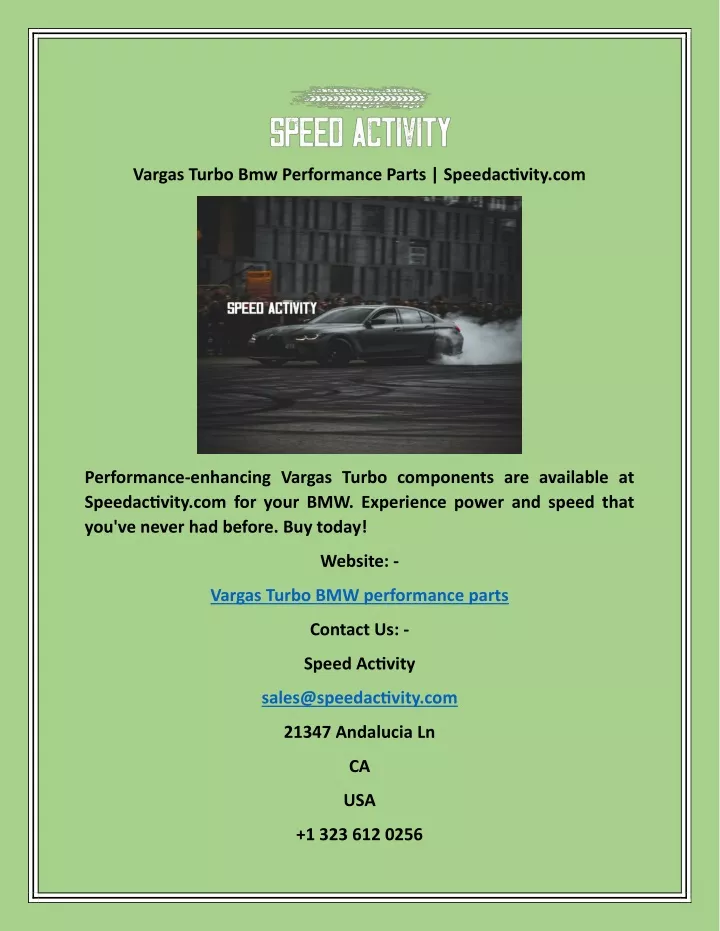 vargas turbo bmw performance parts speedactivity