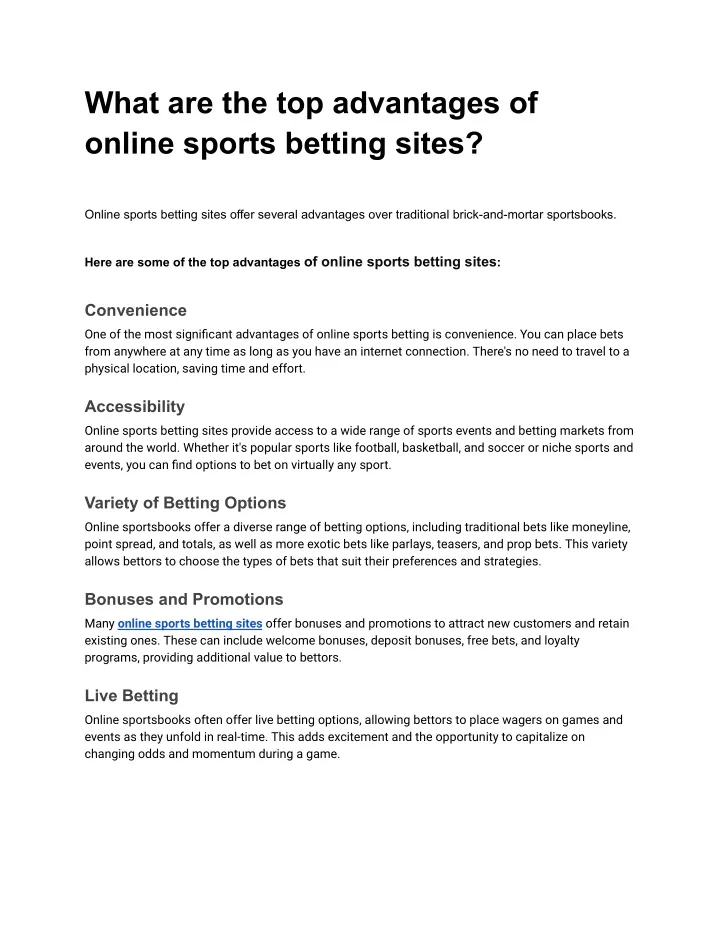 what are the top advantages of online sports