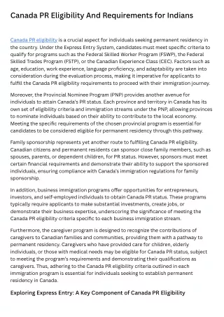 canada pr eligibility and requirements for indians