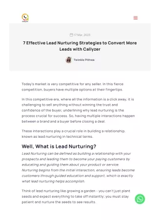 7 Effective Lead Nurturing Strategies to Convert More Leads with Callyzer