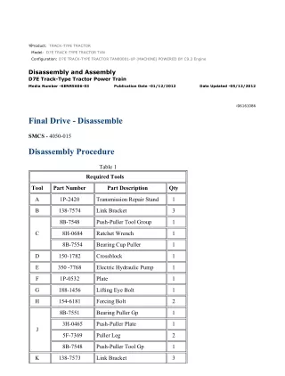 Caterpillar Cat D7E TRACK-TYPE TRACTOR (Prefix TAN) Service Repair Manual Instant Download