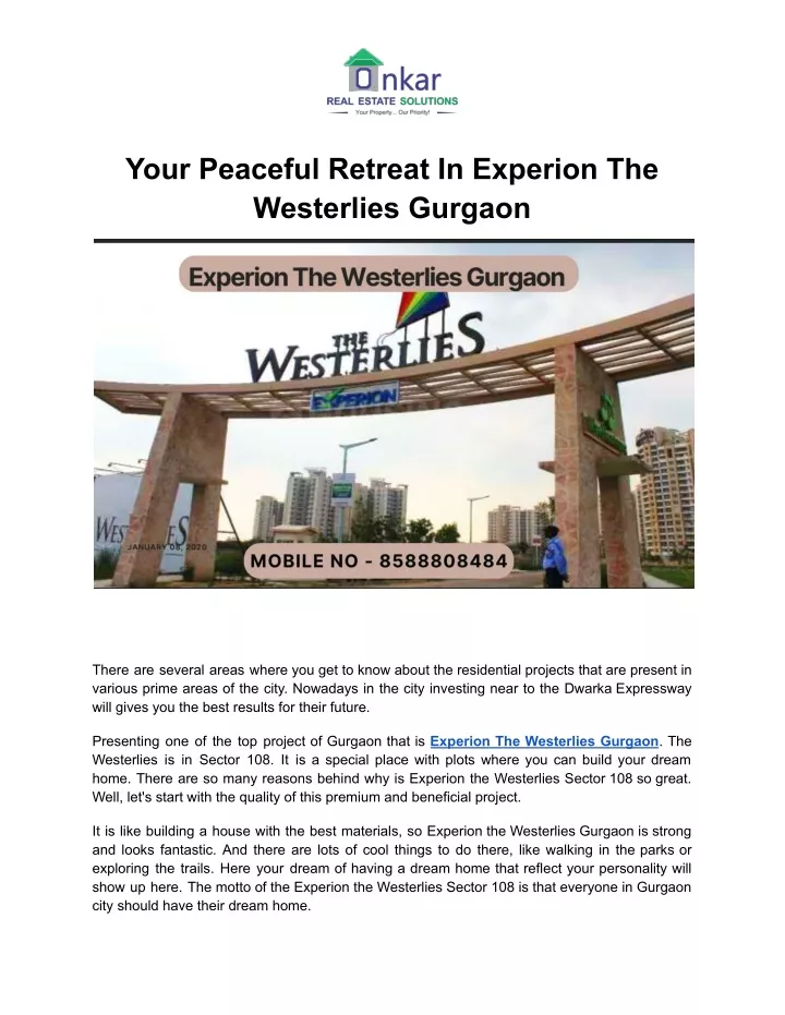 your peaceful retreat in experion the westerlies