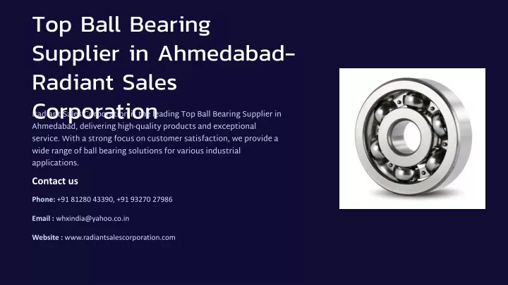 top ball bearing supplier in ahmedabad radiant