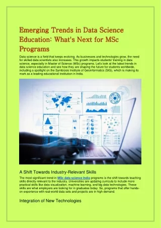 Emerging Trends in Data Science Education: What's Next for MSc Programs