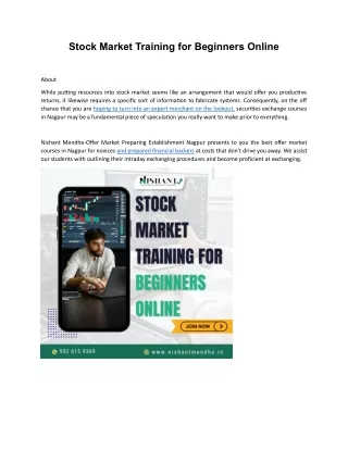 Stock Market Training for Beginners Online