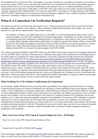 vin examination for car division this would apply